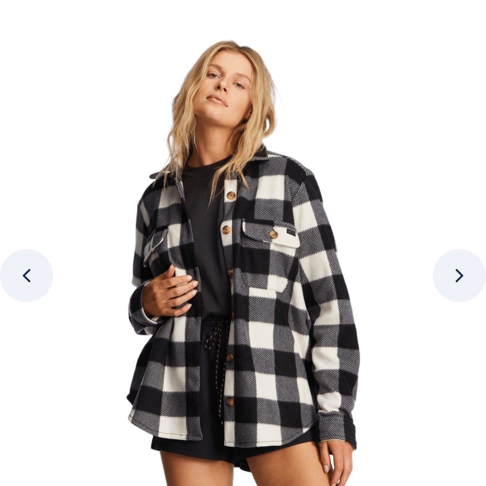 Billabong Plaid Black and White Women's Jacket